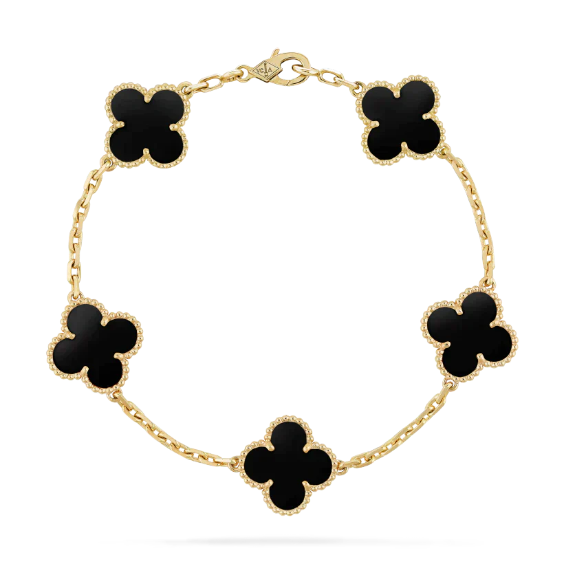 Bracelet Set in Gold with Black and White Accents