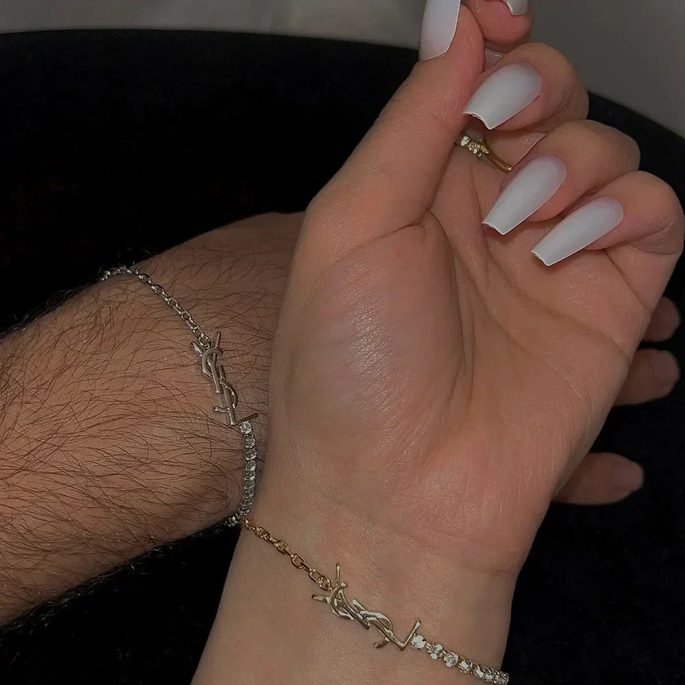 Bracelet in Gold-Tone Stainless Steel with Diamond Accent