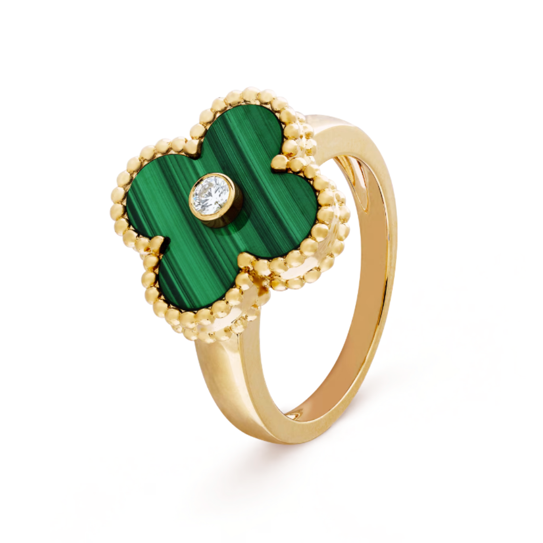 Gold-Plated Ring with Green Accent