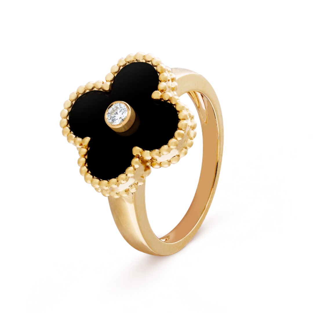 Gold-Plated Ring with Black Detail