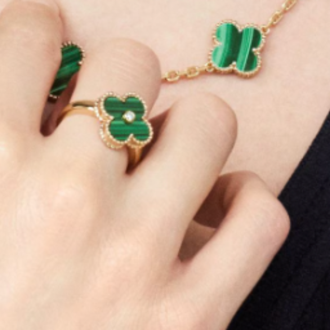 Gold-Plated Ring with Green Accent