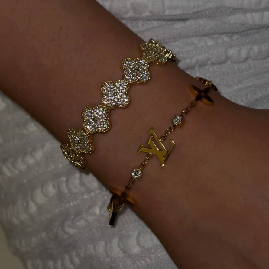 Capri Bracelet in Gold or Silver with Crystals
