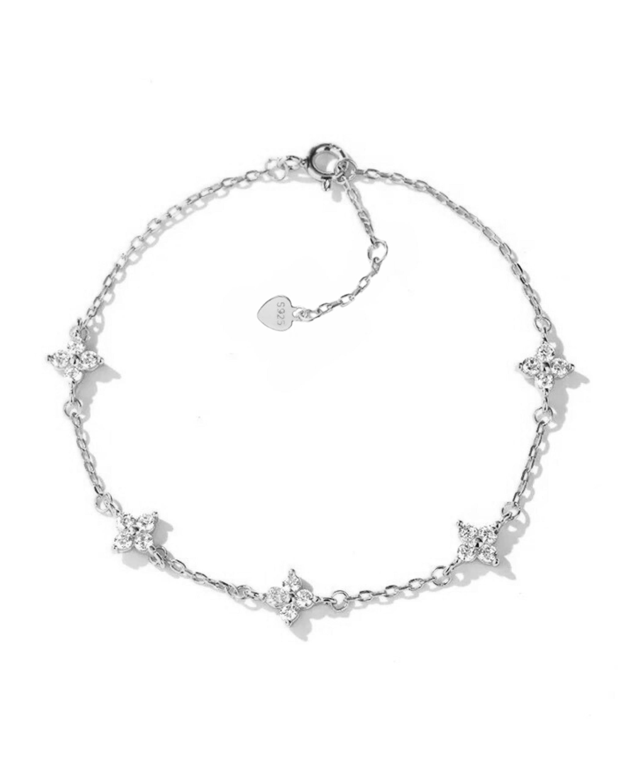 Bracelet in Rhodium-Plated Sterling Silver with Zirconia Crystals