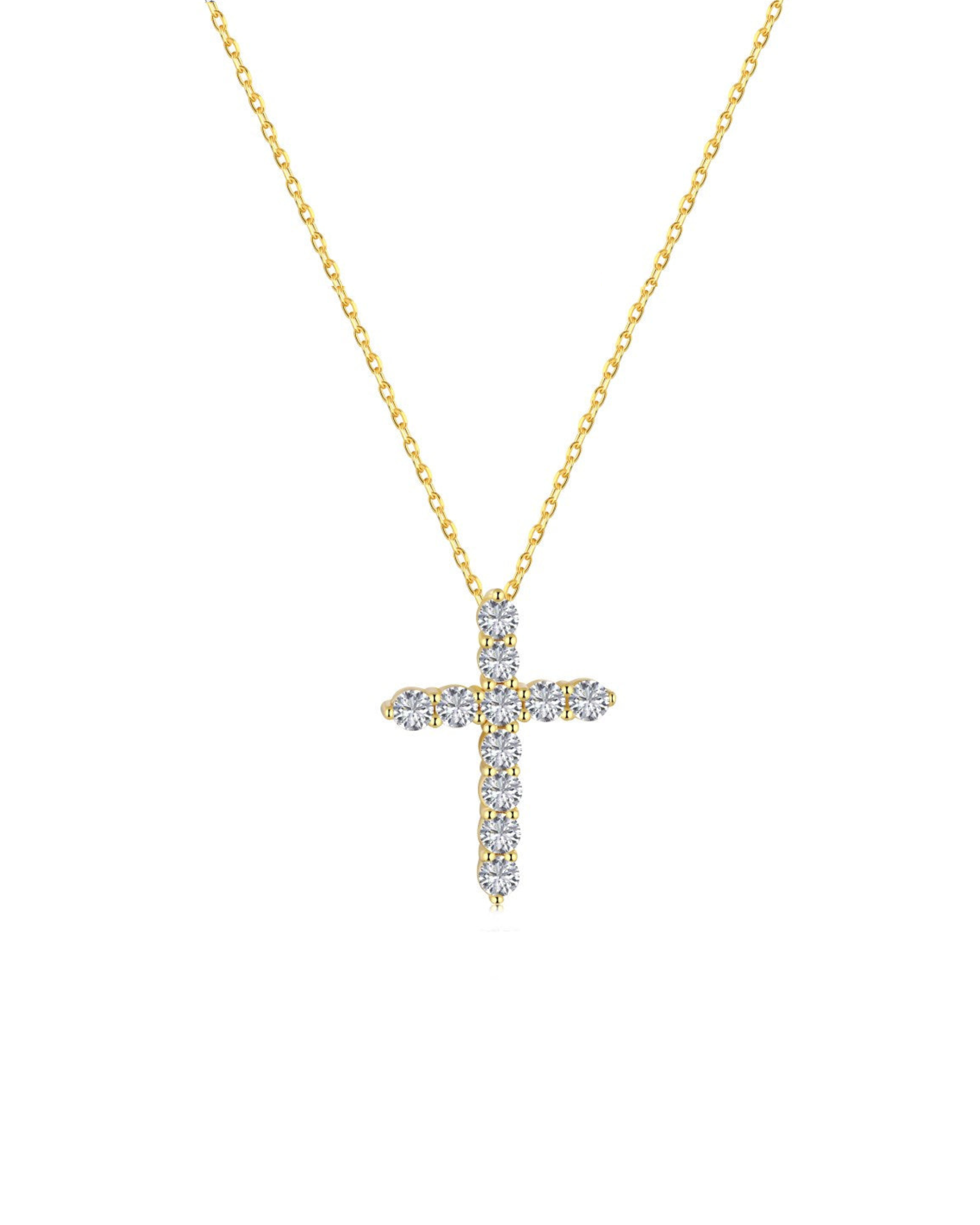 Necklace in 18k Gold-Plated Sterling Silver with Zirconia Crystals