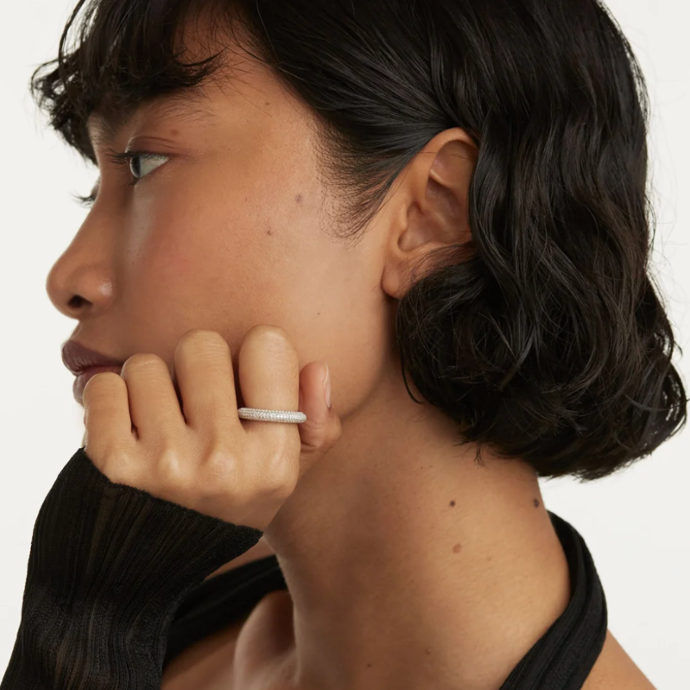 Modern Sterling Silver Ring with Stone