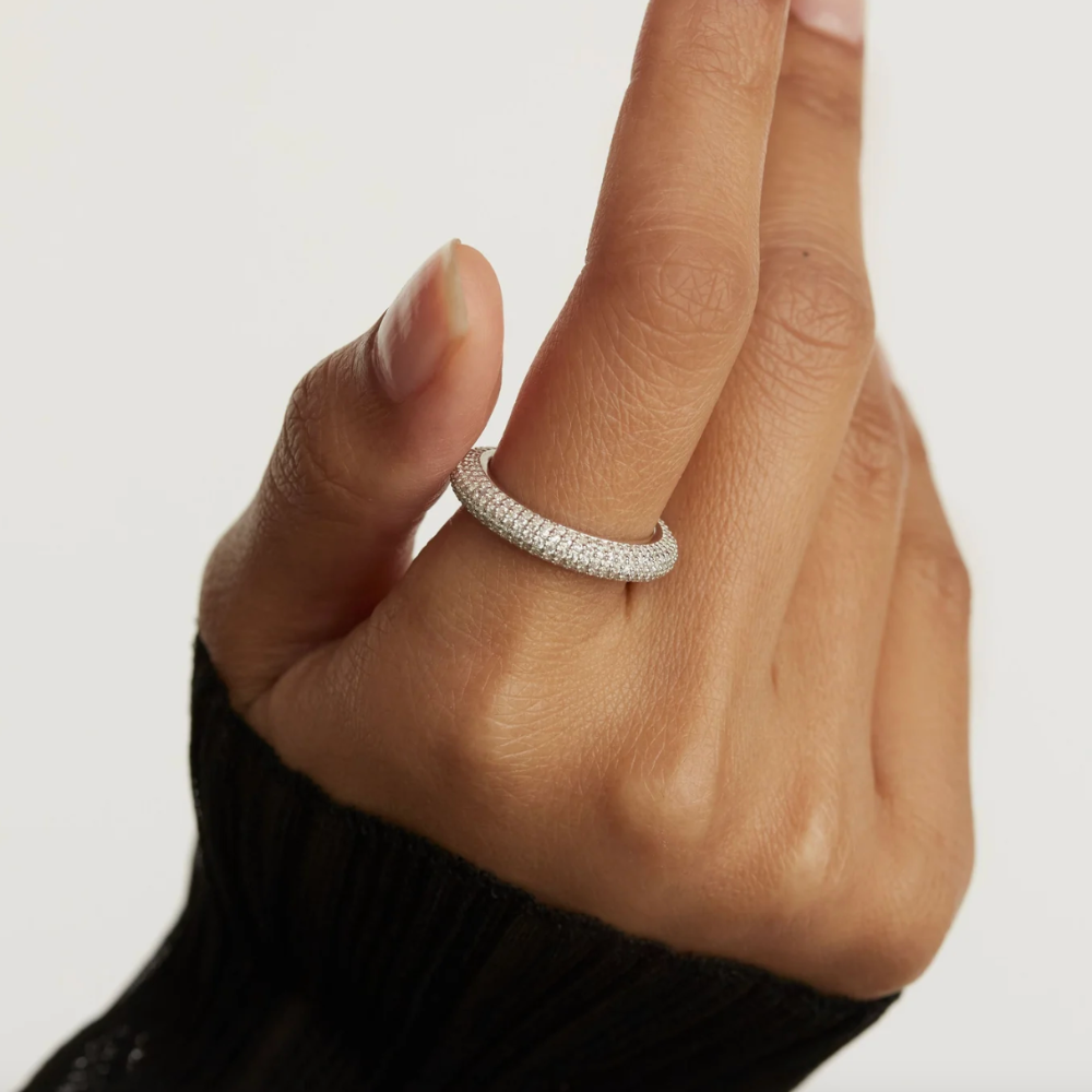 Modern Sterling Silver Ring with Stone