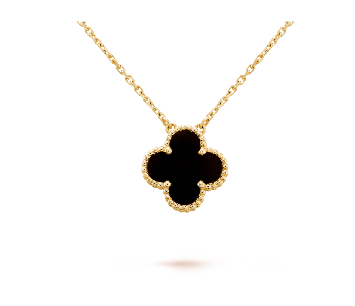Leaf Clover Lavish Necklace in Gold with Black Accent