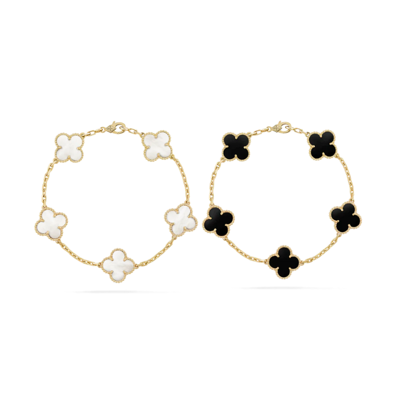 Bracelet Set in Gold with Black and White Accents