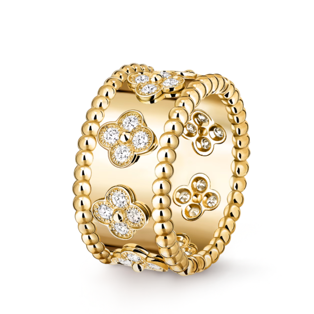 Gold-Plated Sterling Silver Ring with Diamond Detail