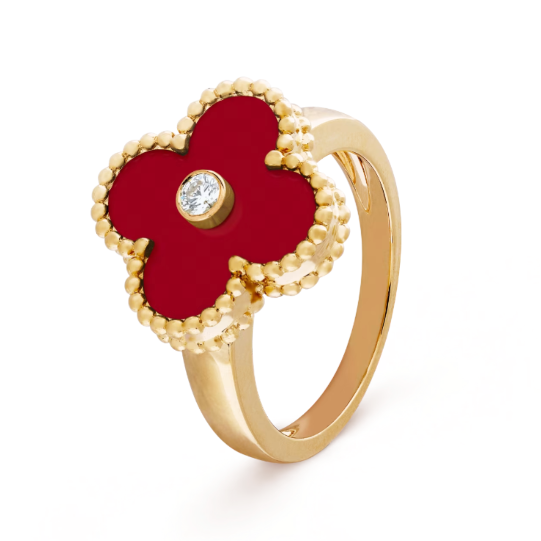 Gold-Plated Ring with Red Accent