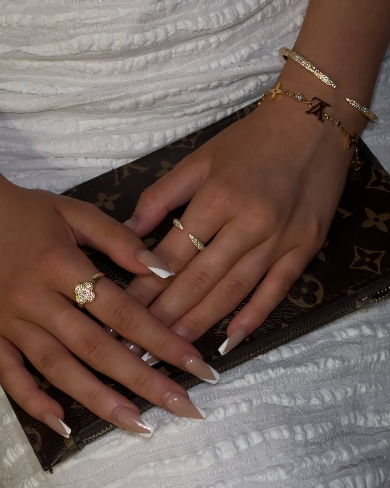 Cuff Bracelet in 18k Gold-Plated Brass with Zirconia Crystals