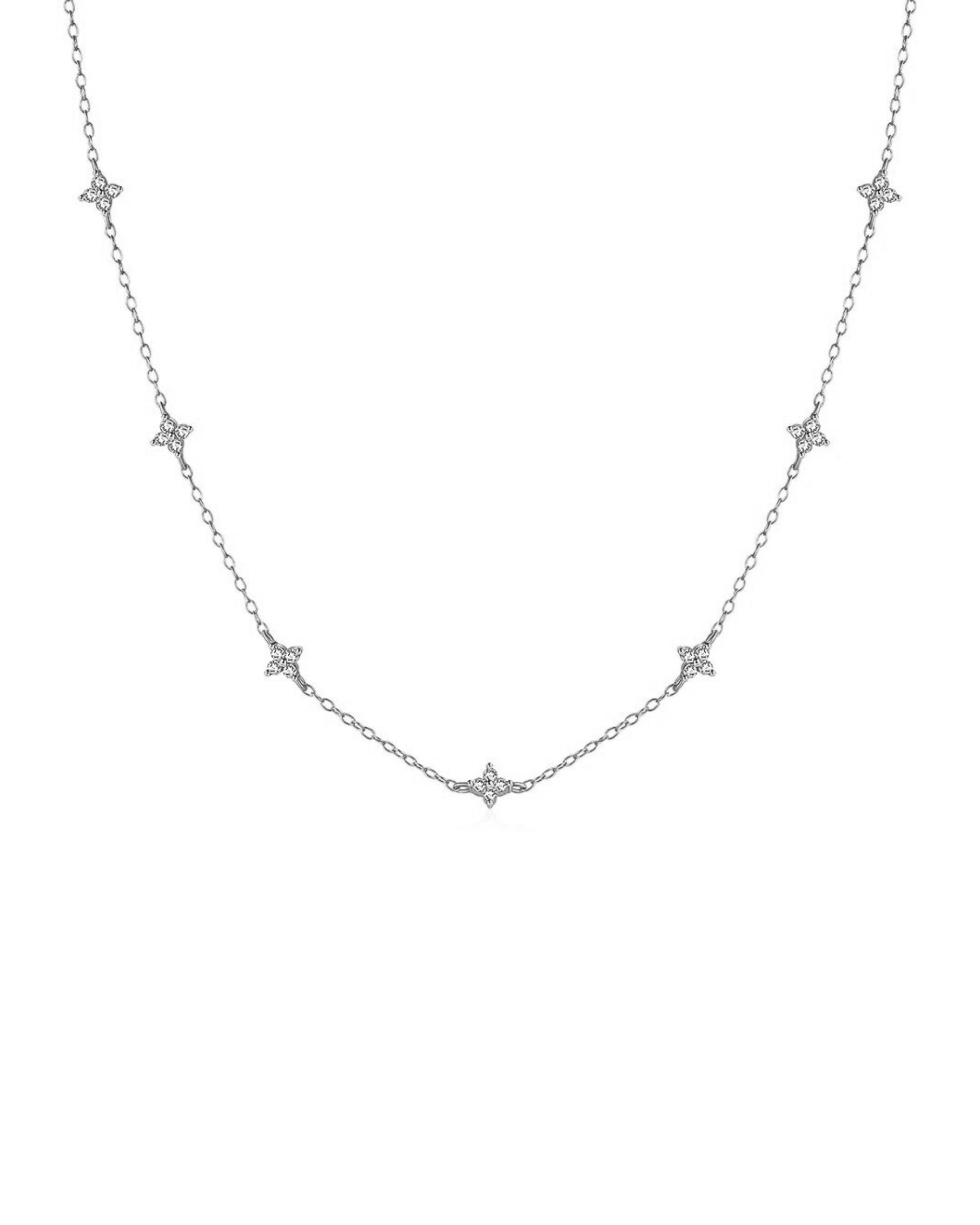 Necklace in Rhodium-Plated Sterling Silver with Zirconia Crystals