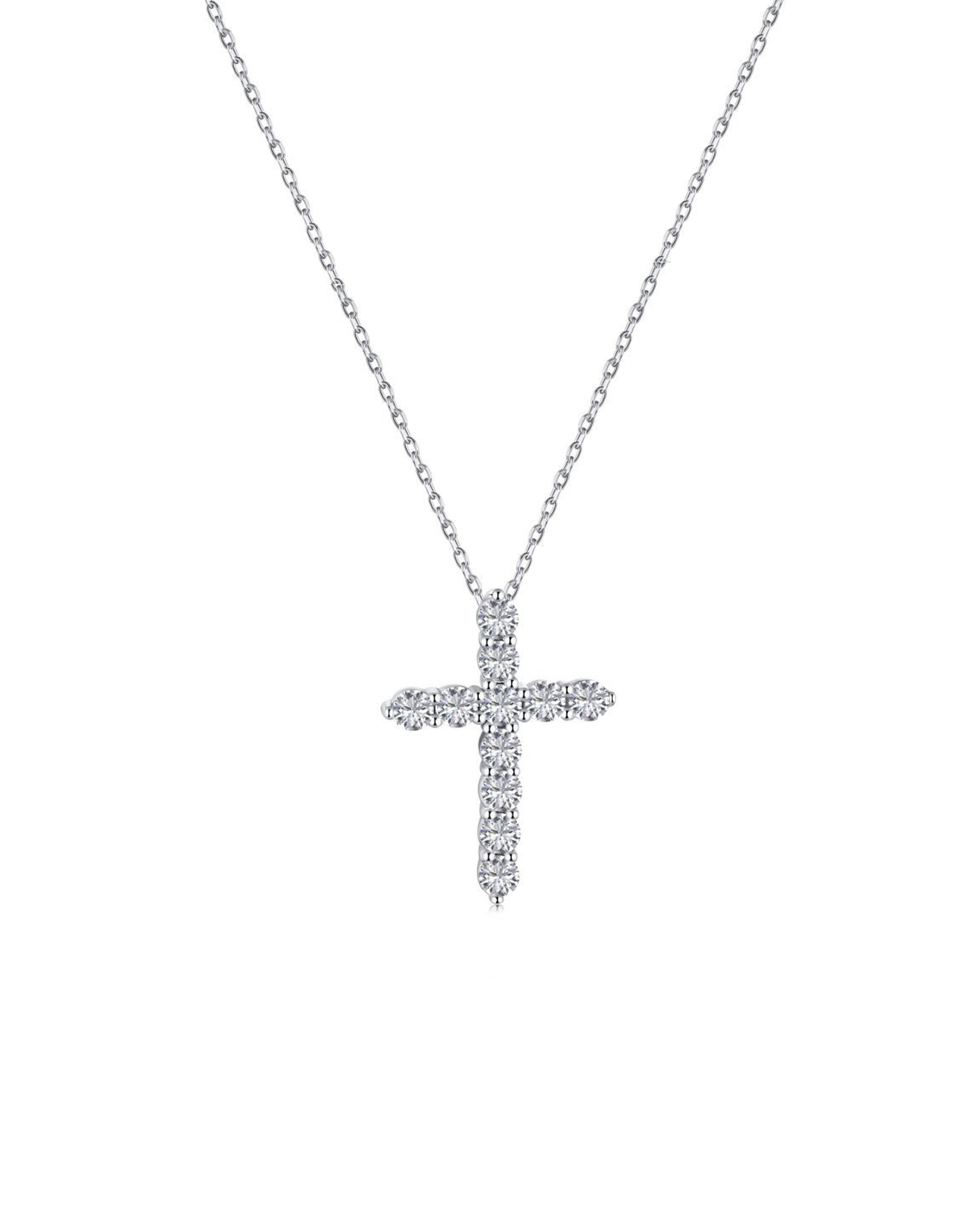 Necklace in Rhodium-Plated Sterling Silver with Zirconia Crystals
