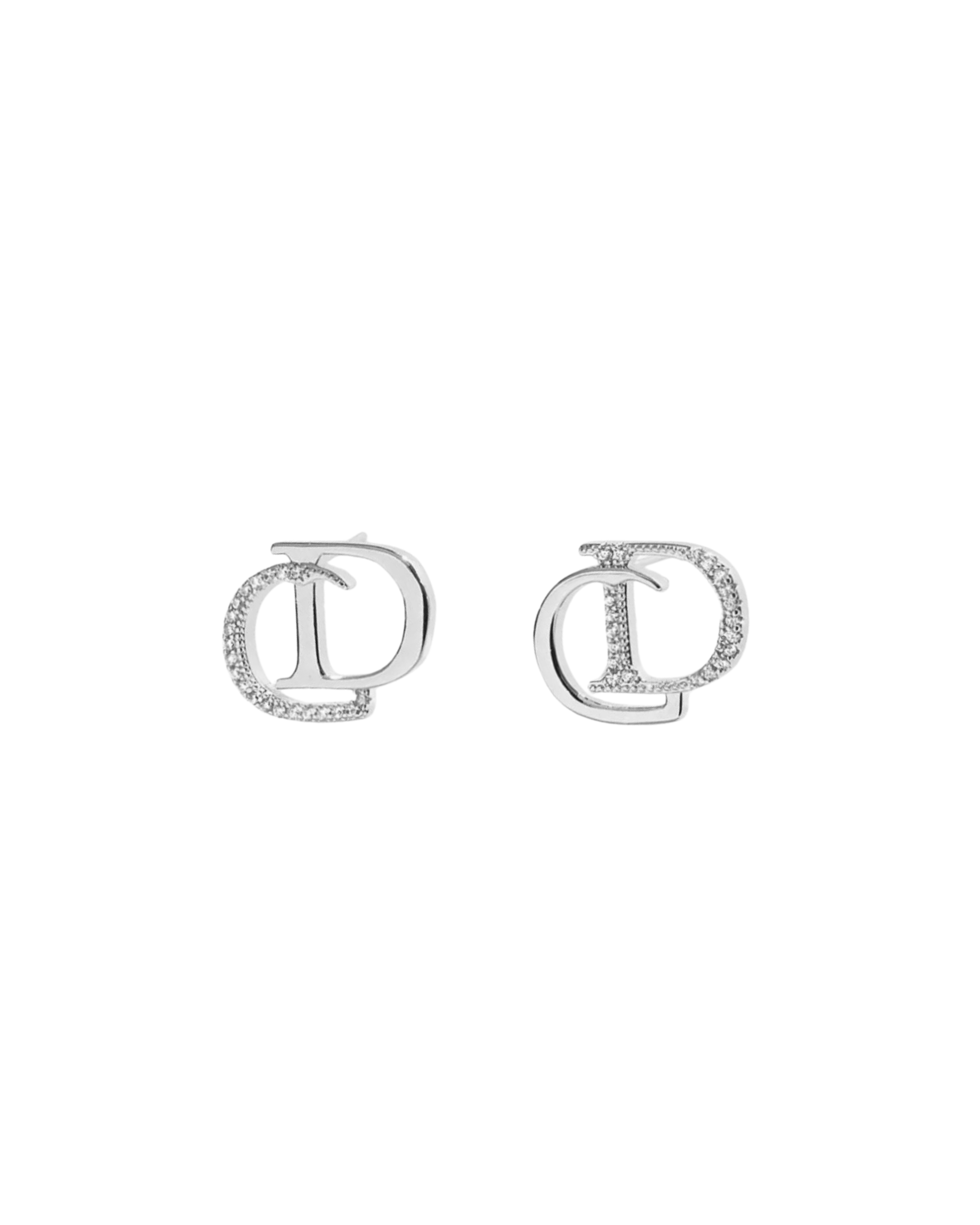 Earrings in Rhodium-Plated Stainless Steel with Zirconia Crystals