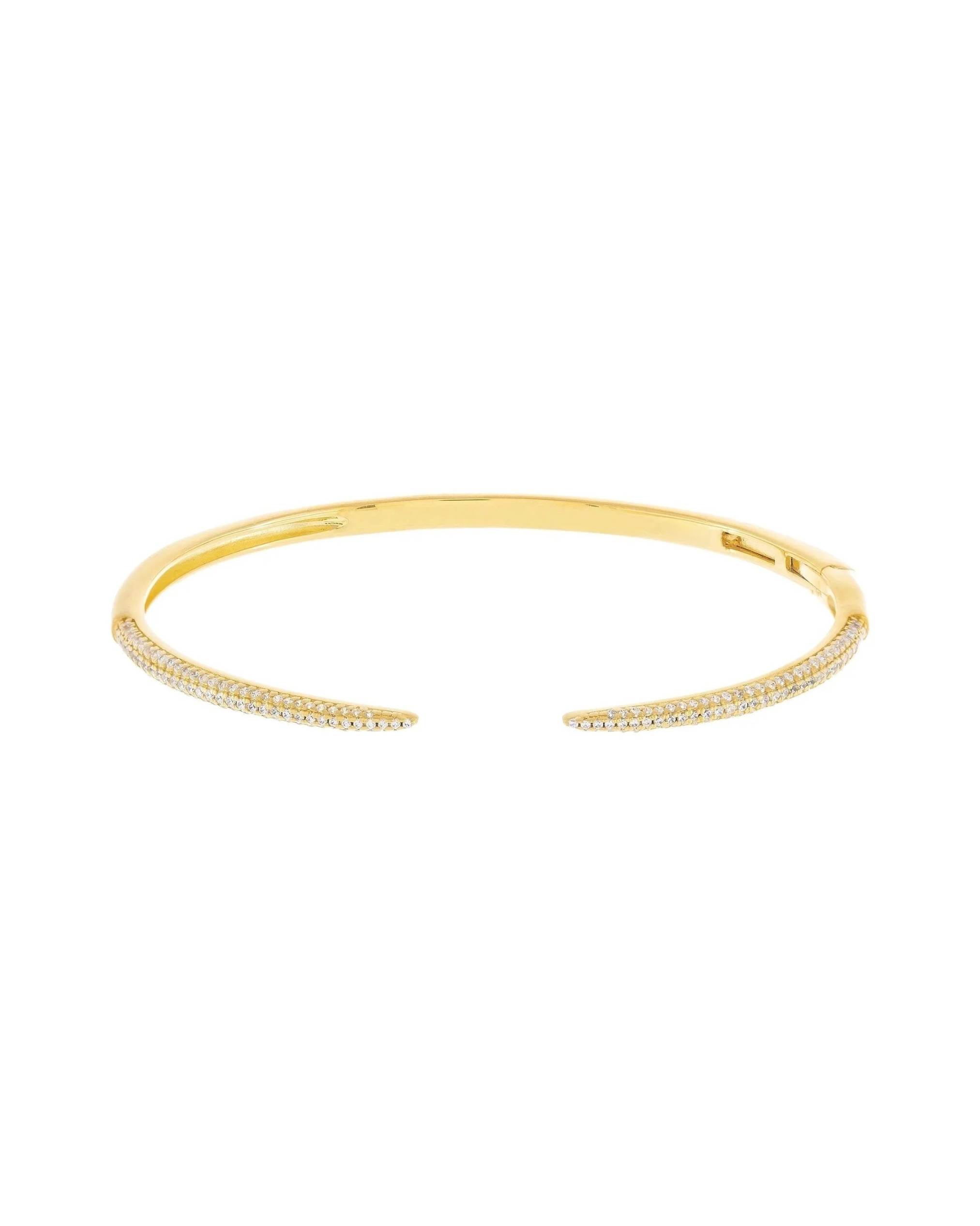Cuff Bracelet in 18k Gold-Plated Brass with Zirconia Crystals