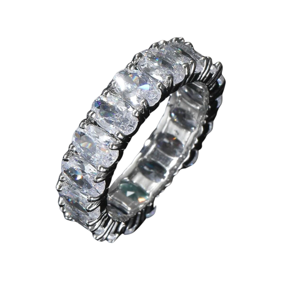 Sara Silver Ring with Crystal Detail