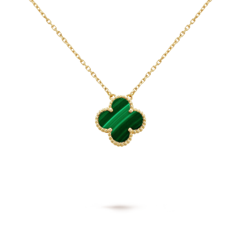Leaf Clover Lavish Necklace in Gold with Green Accent