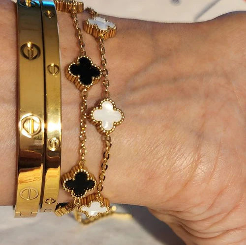 Bracelet Set in Gold with Black and White Accents